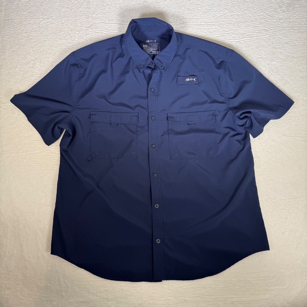 Silver Bait Mens XL Navy Blue Short Sleeve Performance Fishing Shirt